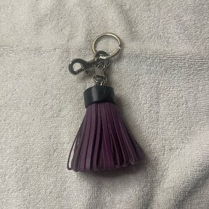 Coach Purple and Black Key & Card Holder with Tassel